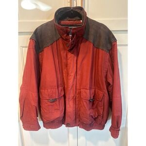 VTG London Fog Expedition Gear Men's Red Brown suede Trim Jacket L long 3M liner